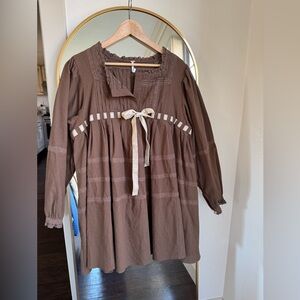 Free people brown cotton mini dress